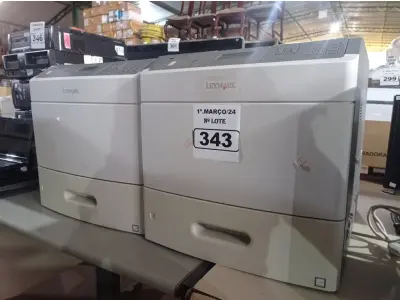 LOTE 343 - 02 IMPRESSORAS IMPRESSORA A LASER LEXMARK T654DN. (NO ESTADO) ATENÇÃO! FAZER A VISITAÇÃO ANTES DE ARREMATAR, NÃO SABEMOS SE FUNCIONA. LEILÃO NÃO TEM GARANTIA E NEM DEVOLUÇÃO, SUJEITO A POSSÍVEIS AVARIAS VISÍVEIS/OCULTAS E/OU AUSÊNCIA DE COMPONENTES.