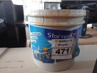 LOTE 471 - 01 BALDE DE MASSA ACRÍLICA STAR VINIL TOK PVA 16L. (NO ESTADO) ATENÇÃO! FAZER A VISITAÇÃO ANTES DE ARREMATAR, NÃO SABEMOS SE FUNCIONA. LEILÃO NÃO TEM GARANTIA E NEM DEVOLUÇÃO, SUJEITO A POSSÍVEIS AVARIAS VISÍVEIS/OCULTAS E/OU AUSÊNCIA DE COMPONENTES.