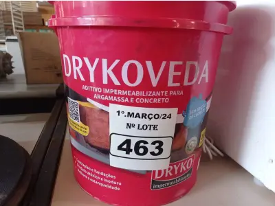 LOTE 463 - 01 BALDE DE DRYKOVEDA, ADITIVO IMPERMEABILIZANTE PARA ARGAMASSA E CONCRETO 18L. (NO ESTADO) ATENÇÃO! FAZER A VISITAÇÃO ANTES DE ARREMATAR, NÃO SABEMOS SE FUNCIONA. LEILÃO NÃO TEM GARANTIA E NEM DEVOLUÇÃO, SUJEITO A POSSÍVEIS AVARIAS VISÍVEIS/OCULTAS E/OU AUSÊNCIA DE COMPONENTES.