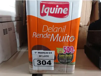 LOTE 304 - 01 LATA DE TINTA IQUINE DELANIL RENDE MUITO 18L FOSCO BASE “C”. (NO ESTADO) ATENÇÃO! FAZER A VISITAÇÃO ANTES DE ARREMATAR, NÃO SABEMOS SE FUNCIONA. LEILÃO NÃO TEM GARANTIA E NEM DEVOLUÇÃO, SUJEITO A POSSÍVEIS AVARIAS VISÍVEIS/OCULTAS E/OU AUSÊNCIA DE COMPONENTES.