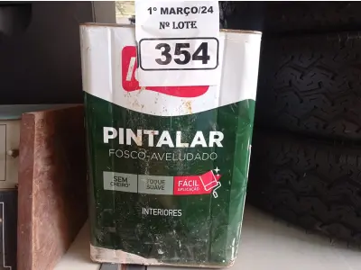 LOTE 354 - 01 LATA DE TINTA IQUINE PINTALAR FOSCO AVELUDADO 18L COR VERDE PISCINA. (NO ESTADO) ATENÇÃO! FAZER A VISITAÇÃO ANTES DE ARREMATAR, NÃO SABEMOS SE FUNCIONA. LEILÃO NÃO TEM GARANTIA E NEM DEVOLUÇÃO, SUJEITO A POSSÍVEIS AVARIAS VISÍVEIS/OCULTAS E/OU AUSÊNCIA DE COMPONENTES.