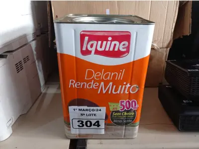 LOTE 304 - 01 LATA DE TINTA IQUINE DELANIL RENDE MUITO 18L FOSCO BASE “C”. (NO ESTADO) ATENÇÃO! FAZER A VISITAÇÃO ANTES DE ARREMATAR, NÃO SABEMOS SE FUNCIONA. LEILÃO NÃO TEM GARANTIA E NEM DEVOLUÇÃO, SUJEITO A POSSÍVEIS AVARIAS VISÍVEIS/OCULTAS E/OU AUSÊNCIA DE COMPONENTES.