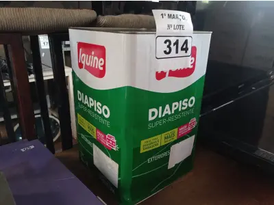 LOTE 314 - 01 LATA DE TINTA IQUINE DIAPISO 18L NA COR VERMELHA. (NO ESTADO) ATENÇÃO! FAZER A VISITAÇÃO ANTES DE ARREMATAR, NÃO SABEMOS SE FUNCIONA. LEILÃO NÃO TEM GARANTIA E NEM DEVOLUÇÃO, SUJEITO A POSSÍVEIS AVARIAS VISÍVEIS/OCULTAS E/OU AUSÊNCIA DE COMPONENTES.
