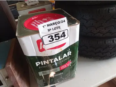 LOTE 354 - 01 LATA DE TINTA IQUINE PINTALAR FOSCO AVELUDADO 18L COR VERDE PISCINA. (NO ESTADO) ATENÇÃO! FAZER A VISITAÇÃO ANTES DE ARREMATAR, NÃO SABEMOS SE FUNCIONA. LEILÃO NÃO TEM GARANTIA E NEM DEVOLUÇÃO, SUJEITO A POSSÍVEIS AVARIAS VISÍVEIS/OCULTAS E/OU AUSÊNCIA DE COMPONENTES.