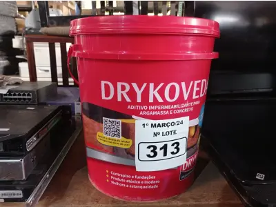 LOTE 313 - 01 BALDE DE DRYKOVEDA, ADITIVO IMPERMEABILIZANTE PARA ARGAMASSA E CONCRETO 18L. (NO ESTADO) ATENÇÃO! FAZER A VISITAÇÃO ANTES DE ARREMATAR, NÃO SABEMOS SE FUNCIONA. LEILÃO NÃO TEM GARANTIA E NEM DEVOLUÇÃO, SUJEITO A POSSÍVEIS AVARIAS VISÍVEIS/OCULTAS E/OU AUSÊNCIA DE COMPONENTES.