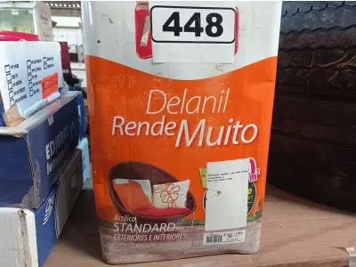 LOTE 448 - 01 LATA DE TINTA IQUINE DELANIL RENDE MUITO 18L FOSCO BASE “C”. (NO ESTADO) ATENÇÃO! FAZER A VISITAÇÃO ANTES DE ARREMATAR, NÃO SABEMOS SE FUNCIONA. LEILÃO NÃO TEM GARANTIA E NEM DEVOLUÇÃO, SUJEITO A POSSÍVEIS AVARIAS VISÍVEIS/OCULTAS E/OU AUSÊNCIA DE COMPONENTES.