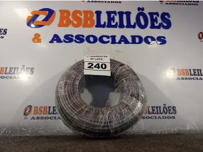 LOTE 240 - 01 ROLO DE CABO FLEXÍVEL 100M 1X10MM NA COR PRETA (NOVO). (NO ESTADO) ATENÇÃO! FAZER A VISITAÇÃO ANTES DE ARREMATAR, NÃO SABEMOS SE FUNCIONA. LEILÃO NÃO TEM GARANTIA E NEM DEVOLUÇÃO, SUJEITO A POSSÍVEIS AVARIAS VISÍVEIS/OCULTAS E/OU AUSÊNCIA DE COMPONENTES.