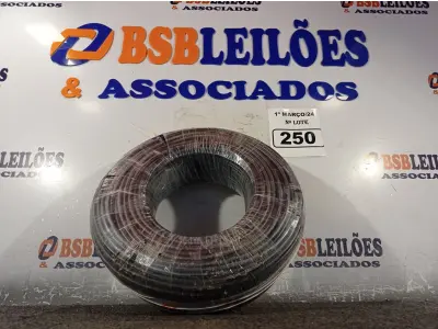 LOTE 250 - 01 ROLO DE CABO FLEXÍVEL 100M 1X10MM NA COR PRETA (NOVO). (NO ESTADO) ATENÇÃO! FAZER A VISITAÇÃO ANTES DE ARREMATAR, NÃO SABEMOS SE FUNCIONA. LEILÃO NÃO TEM GARANTIA E NEM DEVOLUÇÃO, SUJEITO A POSSÍVEIS AVARIAS VISÍVEIS/OCULTAS E/OU AUSÊNCIA DE COMPONENTES.