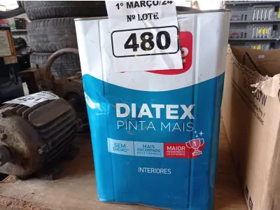 LOTE 480 - 01 LATA DE TINTA IQUINE DIATEX PINTA MAIS 18L FOSCO BASE “P”. (NO ESTADO) ATENÇÃO! FAZER A VISITAÇÃO ANTES DE ARREMATAR, NÃO SABEMOS SE FUNCIONA. LEILÃO NÃO TEM GARANTIA E NEM DEVOLUÇÃO, SUJEITO A POSSÍVEIS AVARIAS VISÍVEIS/OCULTAS E/OU AUSÊNCIA DE COMPONENTES.
