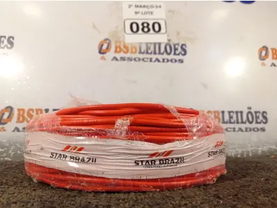 LOTE 080 - 01 ROLO DE CABO FLEXÍVEL 100M 1X4MM NA COR VERMELHA(NOVO). (NO ESTADO) ATENÇÃO! FAZER A VISITAÇÃO ANTES DE ARREMATAR, NÃO SABEMOS SE FUNCIONA. LEILÃO NÃO TEM GARANTIA E NEM DEVOLUÇÃO, SUJEITO A POSSÍVEIS AVARIAS VISÍVEIS/OCULTAS E/OU AUSÊNCIA DE COMPONENTES.