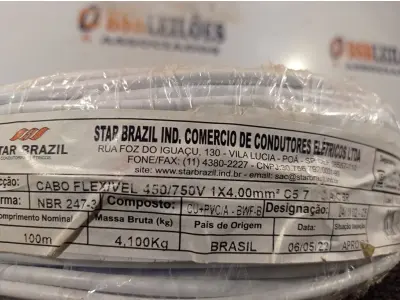 LOTE 090 - 01 ROLO DE CABO FLEXÍVEL 100M 1X4MM NA COR BRANCA(NOVO). (NO ESTADO) ATENÇÃO! FAZER A VISITAÇÃO ANTES DE ARREMATAR, NÃO SABEMOS SE FUNCIONA. LEILÃO NÃO TEM GARANTIA E NEM DEVOLUÇÃO, SUJEITO A POSSÍVEIS AVARIAS VISÍVEIS/OCULTAS E/OU AUSÊNCIA DE COMPONENTES.