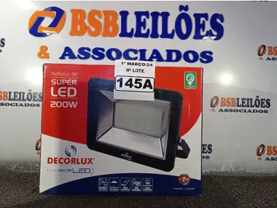 LOTE 145 - 01 REFLETOR DE SUPER LED 200W BIVOLT E DURAÇÃO DE 20.000 HORAS 6.000K MARCA DECORLUX. (NOVO) (NO ESTADO) ATENÇÃO! FAZER A VISITAÇÃO ANTES DE ARREMATAR, NÃO SABEMOS SE FUNCIONA. LEILÃO NÃO TEM GARANTIA E NEM DEVOLUÇÃO, SUJEITO A POSSÍVEIS AVARIAS VISÍVEIS/OCULTAS E/OU AUSÊNCIA DE COMPONENTES.
