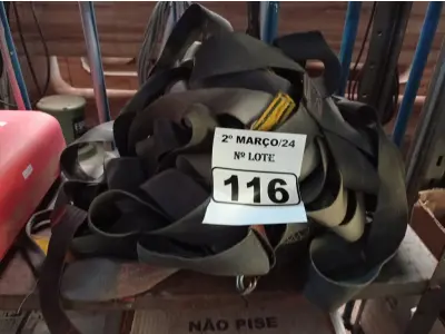 LOTE 116 - 05 CINTOS DE SEGURANÇA NO TRABALHO. (NO ESTADO) ATENÇÃO! FAZER A VISITAÇÃO ANTES DE ARREMATAR, NÃO SABEMOS SE FUNCIONA. LEILÃO NÃO TEM GARANTIA E NEM DEVOLUÇÃO, SUJEITO A POSSÍVEIS AVARIAS VISÍVEIS/OCULTAS E/OU AUSÊNCIA DE COMPONENTES.