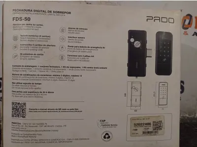 LOTE 015 - 01 FECHADURA DIGITAL FDS-50 EP MARCA PADO. (NOVO) (NO ESTADO) ATENÇÃO! FAZER A VISITAÇÃO ANTES DE ARREMATAR, NÃO SABEMOS SE FUNCIONA. LEILÃO NÃO TEM GARANTIA E NEM DEVOLUÇÃO, SUJEITO A POSSÍVEIS AVARIAS VISÍVEIS/OCULTAS E/OU AUSÊNCIA DE COMPONENTES.