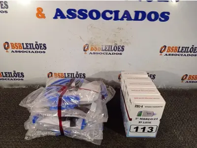LOTE 113 - 10 MÁSCARAS DE PROTEÇÃO E 05 TERMÔMETROS DIGITAIS. (NO ESTADO) ATENÇÃO! FAZER A VISITAÇÃO ANTES DE ARREMATAR, NÃO SABEMOS SE FUNCIONA. LEILÃO NÃO TEM GARANTIA E NEM DEVOLUÇÃO, SUJEITO A POSSÍVEIS AVARIAS VISÍVEIS/OCULTAS E/OU AUSÊNCIA DE COMPONENTES.