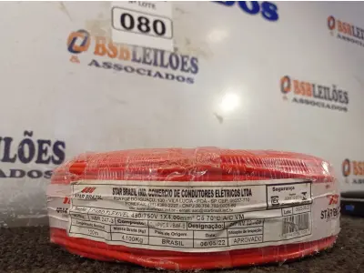 LOTE 080 - 01 ROLO DE CABO FLEXÍVEL 100M 1X4MM NA COR VERMELHA(NOVO). (NO ESTADO) ATENÇÃO! FAZER A VISITAÇÃO ANTES DE ARREMATAR, NÃO SABEMOS SE FUNCIONA. LEILÃO NÃO TEM GARANTIA E NEM DEVOLUÇÃO, SUJEITO A POSSÍVEIS AVARIAS VISÍVEIS/OCULTAS E/OU AUSÊNCIA DE COMPONENTES.