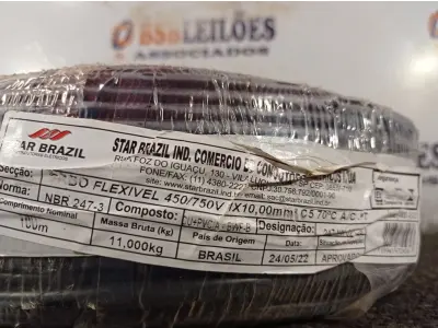 LOTE 050 - 01 ROLO DE CABO FLEXÍVEL 100M 1X10MM NA COR PRETA(NOVO). (NO ESTADO) ATENÇÃO! FAZER A VISITAÇÃO ANTES DE ARREMATAR, NÃO SABEMOS SE FUNCIONA. LEILÃO NÃO TEM GARANTIA E NEM DEVOLUÇÃO, SUJEITO A POSSÍVEIS AVARIAS VISÍVEIS/OCULTAS E/OU AUSÊNCIA DE COMPONENTES.