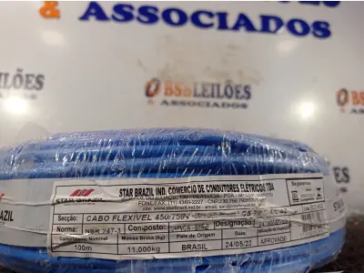 LOTE 070 - 01 ROLO DE CABO FLEXÍVEL 100M 1X10MM NA COR AZUL(NOVO). (NO ESTADO) ATENÇÃO! FAZER A VISITAÇÃO ANTES DE ARREMATAR, NÃO SABEMOS SE FUNCIONA. LEILÃO NÃO TEM GARANTIA E NEM DEVOLUÇÃO, SUJEITO A POSSÍVEIS AVARIAS VISÍVEIS/OCULTAS E/OU AUSÊNCIA DE COMPONENTES.