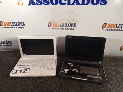 LOTE 112 - 02 NETBOOK’S MARCAS E MODELOS DIVERSOS PARA RETIRADA DE PEÇAS. (NO ESTADO) ATENÇÃO! FAZER A VISITAÇÃO ANTES DE ARREMATAR, NÃO SABEMOS SE FUNCIONA. LEILÃO NÃO TEM GARANTIA E NEM DEVOLUÇÃO, SUJEITO A POSSÍVEIS AVARIAS VISÍVEIS/OCULTAS E/OU AUSÊNCIA DE COMPONENTES.