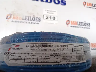 LOTE 210 - 01 ROLO DE CABO FLEXÍVEL 100M 1X10MM NA COR AZUL (NOVO). (NO ESTADO) ATENÇÃO! FAZER A VISITAÇÃO ANTES DE ARREMATAR, NÃO SABEMOS SE FUNCIONA. LEILÃO NÃO TEM GARANTIA E NEM DEVOLUÇÃO, SUJEITO A POSSÍVEIS AVARIAS VISÍVEIS/OCULTAS E/OU AUSÊNCIA DE COMPONENTES.