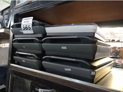 LOTE 385 - 05 SCANNERS MARCAS E MODELOS DIVERSOS. (NO ESTADO) ATENÇÃO! FAZER A VISITAÇÃO ANTES DE ARREMATAR, NÃO SABEMOS SE FUNCIONA. LEILÃO NÃO TEM GARANTIA E NEM DEVOLUÇÃO, SUJEITO A POSSÍVEIS AVARIAS VISÍVEIS/OCULTAS E/OU AUSÊNCIA DE COMPONENTES.