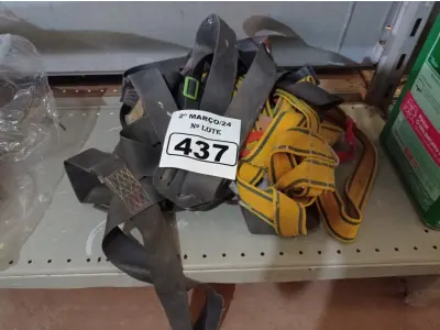 LOTE 437 - 05 CINTOS DE SEGURANÇA NO TRABALHO. (NO ESTADO) ATENÇÃO! FAZER A VISITAÇÃO ANTES DE ARREMATAR, NÃO SABEMOS SE FUNCIONA. LEILÃO NÃO TEM GARANTIA E NEM DEVOLUÇÃO, SUJEITO A POSSÍVEIS AVARIAS VISÍVEIS/OCULTAS E/OU AUSÊNCIA DE COMPONENTES.