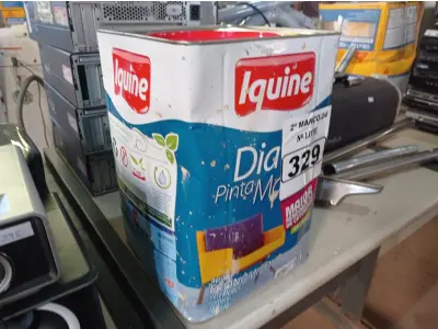 LOTE 329 - 01 LATA DE TINTA IQUINE DIATEX PINTA MAIS 18L FOSCO AVELUDADO NA COR CAMARÃO. (NO ESTADO) ATENÇÃO! FAZER A VISITAÇÃO ANTES DE ARREMATAR, NÃO SABEMOS SE FUNCIONA. LEILÃO NÃO TEM GARANTIA E NEM DEVOLUÇÃO, SUJEITO A POSSÍVEIS AVARIAS VISÍVEIS/OCULTAS E/OU AUSÊNCIA DE COMPONENTES.