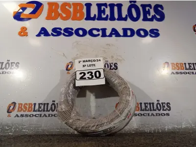 LOTE 230 - 01 ROLO DE CABO FLEXÍVEL 100M 1X2,5MM NA COR CINZA(NOVO). (NO ESTADO) ATENÇÃO! FAZER A VISITAÇÃO ANTES DE ARREMATAR, NÃO SABEMOS SE FUNCIONA. LEILÃO NÃO TEM GARANTIA E NEM DEVOLUÇÃO, SUJEITO A POSSÍVEIS AVARIAS VISÍVEIS/OCULTAS E/OU AUSÊNCIA DE COMPONENTES.