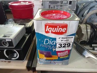 LOTE 329 - 01 LATA DE TINTA IQUINE DIATEX PINTA MAIS 18L FOSCO AVELUDADO NA COR CAMARÃO. (NO ESTADO) ATENÇÃO! FAZER A VISITAÇÃO ANTES DE ARREMATAR, NÃO SABEMOS SE FUNCIONA. LEILÃO NÃO TEM GARANTIA E NEM DEVOLUÇÃO, SUJEITO A POSSÍVEIS AVARIAS VISÍVEIS/OCULTAS E/OU AUSÊNCIA DE COMPONENTES.