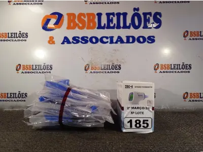 LOTE 185 - 10 MÁSCARAS DE PROTEÇÃO E 05 TERMÔMETROS DIGITAIS. (NO ESTADO) ATENÇÃO! FAZER A VISITAÇÃO ANTES DE ARREMATAR, NÃO SABEMOS SE FUNCIONA. LEILÃO NÃO TEM GARANTIA E NEM DEVOLUÇÃO, SUJEITO A POSSÍVEIS AVARIAS VISÍVEIS/OCULTAS E/OU AUSÊNCIA DE COMPONENTES.