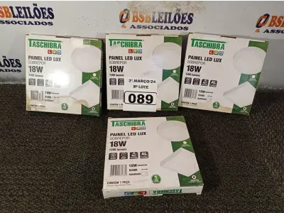 LOTE 089 - 04 LUMINÁRIAS DE LED SOBREPOR QUADRADA 18W 65000K TASHIBRA. (NO ESTADO) ATENÇÃO! FAZER A VISITAÇÃO ANTES DE ARREMATAR, NÃO SABEMOS SE FUNCIONA. LEILÃO NÃO TEM GARANTIA E NEM DEVOLUÇÃO, SUJEITO A POSSÍVEIS AVARIAS VISÍVEIS/OCULTAS E/OU AUSÊNCIA DE COMPONENTES.