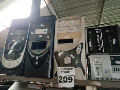 LOTE 209 - 05 CPU’S MARCAS E MODELOS DIVERSOS PARA RETIRADA DE PEÇAS. (NO ESTADO) ATENÇÃO! FAZER A VISITAÇÃO ANTES DE ARREMATAR, NÃO SABEMOS SE FUNCIONA. LEILÃO NÃO TEM GARANTIA E NEM DEVOLUÇÃO, SUJEITO A POSSÍVEIS AVARIAS VISÍVEIS/OCULTAS E/OU AUSÊNCIA DE COMPONENTES.