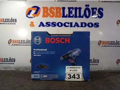 LOTE 343 - 01 FURADEIRA DE IMPACTO PROFISSIONAL A BATERIA MODELO:GSB180-LI220V 710W MARCA BOSCH. (NOVO) (NO ESTADO) ATENÇÃO! FAZER A VISITAÇÃO ANTES DE ARREMATAR, NÃO SABEMOS SE FUNCIONA. LEILÃO NÃO TEM GARANTIA E NEM DEVOLUÇÃO, SUJEITO A POSSÍVEIS AVARIAS VISÍVEIS/OCULTAS E/OU AUSÊNCIA DE COMPONENTES.