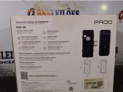 LOTE 346 - 01 FECHADURA DIGITAL FDS-50 EP MARCA PADO. (NOVO) (NO ESTADO) ATENÇÃO! FAZER A VISITAÇÃO ANTES DE ARREMATAR, NÃO SABEMOS SE FUNCIONA. LEILÃO NÃO TEM GARANTIA E NEM DEVOLUÇÃO, SUJEITO A POSSÍVEIS AVARIAS VISÍVEIS/OCULTAS E/OU AUSÊNCIA DE COMPONENTES.