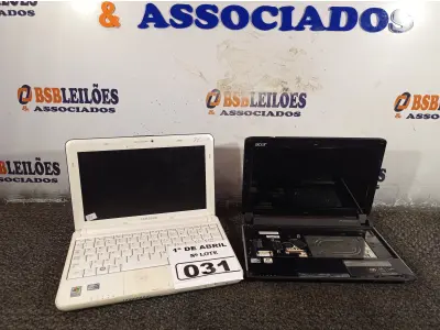 LOTE 031 - 02 NETBOOK’S MARCAS E MODELOS DIVERSOS PARA RETIRADA DE PEÇAS. (NO ESTADO) ATENÇÃO! FAZER A VISITAÇÃO ANTES DE ARREMATAR, NÃO SABEMOS SE FUNCIONA. LEILÃO NÃO TEM GARANTIA E NEM DEVOLUÇÃO, SUJEITO A POSSÍVEIS AVARIAS VISÍVEIS/OCULTAS E/OU AUSÊNCIA DE COMPONENTES.