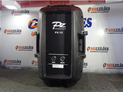 LOTE 256 - 01 CAIXA DE SOM PZ PROPASSIVE MODELO PX-12. (NO ESTADO) ATENÇÃO! FAZER A VISITAÇÃO ANTES DE ARREMATAR, NÃO SABEMOS SE FUNCIONA. LEILÃO NÃO TEM GARANTIA E NEM DEVOLUÇÃO, SUJEITO A POSSÍVEIS AVARIAS VISÍVEIS/OCULTAS E/OU AUSÊNCIA DE COMPONENTES.