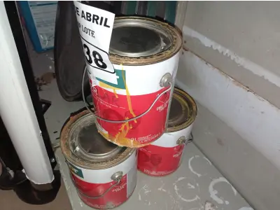 LOTE 238 - 03 GALÕES DE ESMALTE SINTÉTICO HIPERLAR 3L SENDO 02 NA COR AMARELO. (NO ESTADO) ATENÇÃO! FAZER A VISITAÇÃO ANTES DE ARREMATAR, NÃO SABEMOS SE FUNCIONA. LEILÃO NÃO TEM GARANTIA E NEM DEVOLUÇÃO, SUJEITO A POSSÍVEIS AVARIAS VISÍVEIS/OCULTAS E/OU AUSÊNCIA DE COMPONENTES.