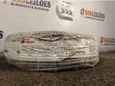 LOTE 332 - 01 ROLO DE CABO FLEXÍVEL 100M 4MM NA COR CINZA(NOVO). (NO ESTADO) ATENÇÃO! FAZER A VISITAÇÃO ANTES DE ARREMATAR, NÃO SABEMOS SE FUNCIONA. LEILÃO NÃO TEM GARANTIA E NEM DEVOLUÇÃO, SUJEITO A POSSÍVEIS AVARIAS VISÍVEIS/OCULTAS E/OU AUSÊNCIA DE COMPONENTES.