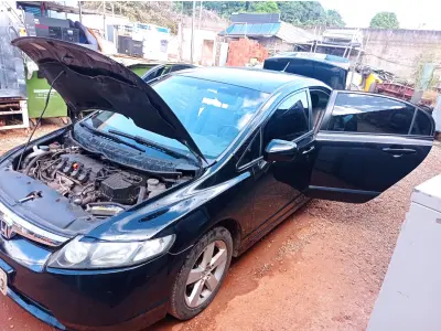 LOTE 537 - 01 HONDA/CIVIC LXS, ANO 2008, COR PRETA, FLEX (NO ESTADO)