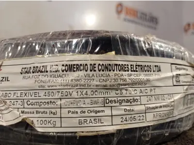 LOTE 420 - 01 ROLO DE CABO FLEXÍVEL 100M 4MM NA COR PRETA(NOVO). (NO ESTADO) ATENÇÃO! FAZER A VISITAÇÃO ANTES DE ARREMATAR, NÃO SABEMOS SE FUNCIONA. LEILÃO NÃO TEM GARANTIA E NEM DEVOLUÇÃO, SUJEITO A POSSÍVEIS AVARIAS VISÍVEIS/OCULTAS E/OU AUSÊNCIA DE COMPONENTES.