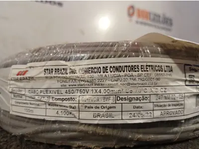 LOTE 351 - 01 ROLO DE CABO FLEXÍVEL 100M 4MM NA COR CINZA(NOVO). (NO ESTADO) ATENÇÃO! FAZER A VISITAÇÃO ANTES DE ARREMATAR, NÃO SABEMOS SE FUNCIONA. LEILÃO NÃO TEM GARANTIA E NEM DEVOLUÇÃO, SUJEITO A POSSÍVEIS AVARIAS VISÍVEIS/OCULTAS E/OU AUSÊNCIA DE COMPONENTES.
