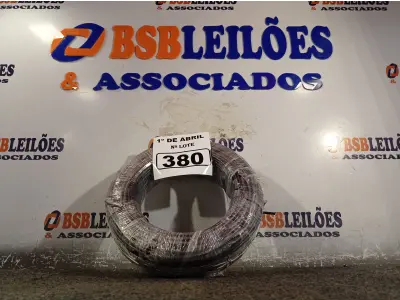 LOTE 380 - 01 ROLO DE CABO FLEXÍVEL 100M 4MM NA COR PRETA(NOVO). (NO ESTADO) ATENÇÃO! FAZER A VISITAÇÃO ANTES DE ARREMATAR, NÃO SABEMOS SE FUNCIONA. LEILÃO NÃO TEM GARANTIA E NEM DEVOLUÇÃO, SUJEITO A POSSÍVEIS AVARIAS VISÍVEIS/OCULTAS E/OU AUSÊNCIA DE COMPONENTES.