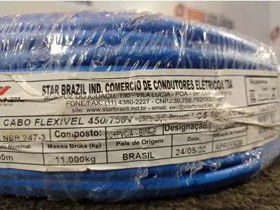 LOTE 394 - 01 ROLO DE CABO FLEXÍVEL 100M 10MM NA COR AZUL(NOVO). (NO ESTADO) ATENÇÃO! FAZER A VISITAÇÃO ANTES DE ARREMATAR, NÃO SABEMOS SE FUNCIONA. LEILÃO NÃO TEM GARANTIA E NEM DEVOLUÇÃO, SUJEITO A POSSÍVEIS AVARIAS VISÍVEIS/OCULTAS E/OU AUSÊNCIA DE COMPONENTES.
