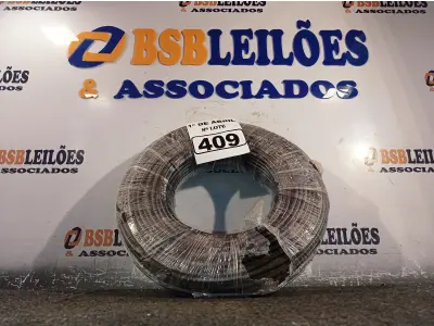 LOTE 409 - 01 ROLO DE CABO FLEXÍVEL 100M 10MM NA COR PRETA(NOVO). (NO ESTADO) ATENÇÃO! FAZER A VISITAÇÃO ANTES DE ARREMATAR, NÃO SABEMOS SE FUNCIONA. LEILÃO NÃO TEM GARANTIA E NEM DEVOLUÇÃO, SUJEITO A POSSÍVEIS AVARIAS VISÍVEIS/OCULTAS E/OU AUSÊNCIA DE COMPONENTES.
