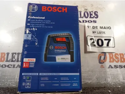 LOTE 207 - 01 LASER DE LINHAS CRUZADAS AUTONIVELANTE COM FAIXA VERDE MODELO:GLL2-12G MARCA BOSCH. (NOVO)(NO ESTADO)