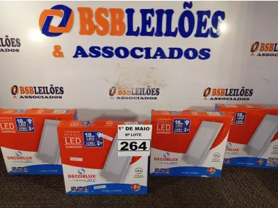 LOTE 264 - 04 LUMINÁRIAS DE LED EMBUTIR QUADRADA BIVOLT 18W 6500K DECORLUX.(NOVAS) (NO ESTADO)