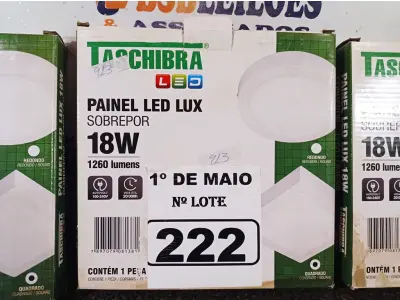 LOTE 222 - 04 LUMINÁRIAS DE LED SOBREPOR QUADRADA 18W 65000K TASHIBRA.  (NOVA) (NO ESTADO)