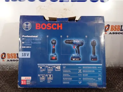 LOTE 238 - 01 FURADEIRA DE IMPACTO PROFISSIONAL A BATERIA MODELO:GSB180-LI220V 710W MARCA BOSCH. (NOVA) (NO ESTADO)