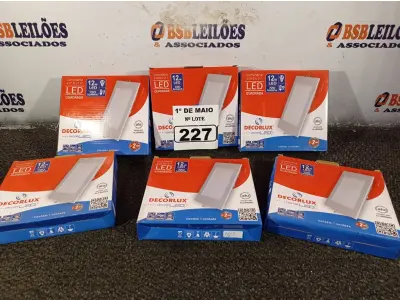 LOTE 227 - 06 LUMINÁRIAS DE LED DE EMBUTIR QUADRADA 240V 12W 6500K DECORLUX. (NOVAS) (NO ESTADO)