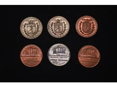 LOTE 003 - LOTE 3 – MEDALHAS DIA DO PARANA 	MEDALHA	OBSERVAÇÕES 1.		Exposição comemorativa Dia do Paraná. 1948	Prateada 2.		Exposição comemorativa Dia do Paraná. 1948	Bronze 3.		Exposição comemorativa Dia do Paraná. 1948	Bronze 4.		Exposição comemorativa Dia do Paraná. 1948	Acobreada  5.		Exposição comemorativa Dia do Paraná. 1948	Acobreada 6.		Exposição comemorativa Dia do Paraná. 1948	Acobreada